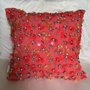 ✨RARE✨ Beaded Floral Kate Spade New York by Jaipur Yorkville Accent Pillow Coral